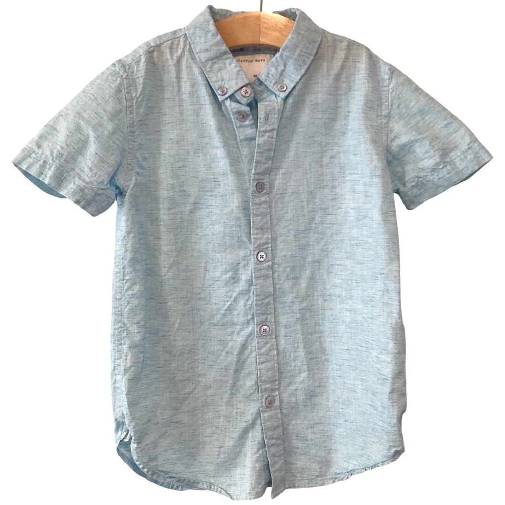 SALE Cactus Boys Shirt Light Blue Turquoise Button Down - Size 7